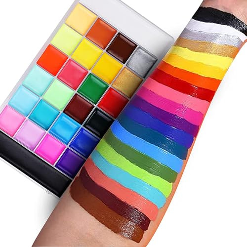 Lictin Kinderschminke Face Bodypainting Farben Set 26 Wasserlösliche Farbe | Karnevalsschminke Schminke Karneval Fasching Set Körperfarben Set, Theaterschminke Faschingsschminke