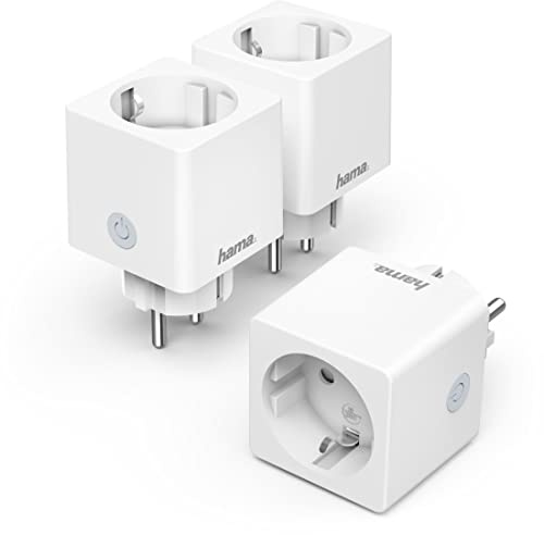 Hama WLAN Steckdose Advanced 3er Pack, Mini Plug, (smarte Steckdose ohne Hub, WiFi Steckdose für Sprach- u. App-Steuerung, für z.B. Heimkino, Stehlampe, Ventilator, 3680W, 16A) weiß
