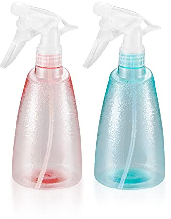 ZWFSDM 2 Stücke Sprühflaschen 500 ml, Wassersprühflasche Pflanzen, Kunststoff Zerstäuber Sprühflaschen, Mister Sprüher für Hausreinigung, Garten, Friseur, Pflanzen, Blumen - Rosa/Grün