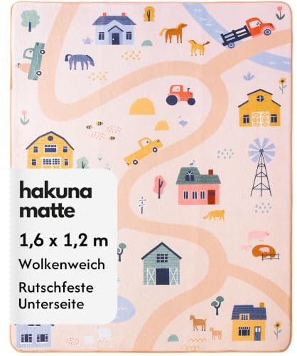 Hakuna Matte Wolkenweiche Spielmatte Baby 160x120x1,5cm | Kinderzimmer Teppich mit hochwertigem Hochdichter Polyurethan – Krabbelmatte Baby mit rutschfester Unterseite