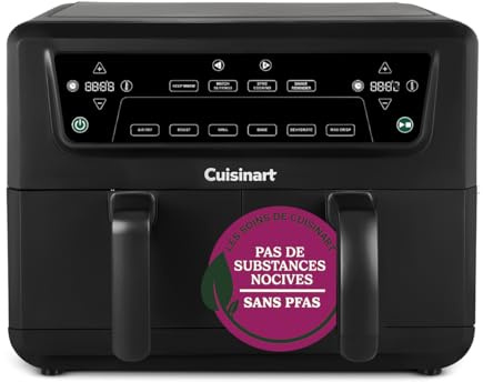 Cuisinart XXL 10.4L Zweizonen-Heißluftfritteuse| PFAS Frei Airfryer| Braten, Grillen, Backen, Dehydrieren und Warmhalten | 2 kammern| 2 x 5.2L - 8+ portionen| Spülmaschinenfeste Teile
