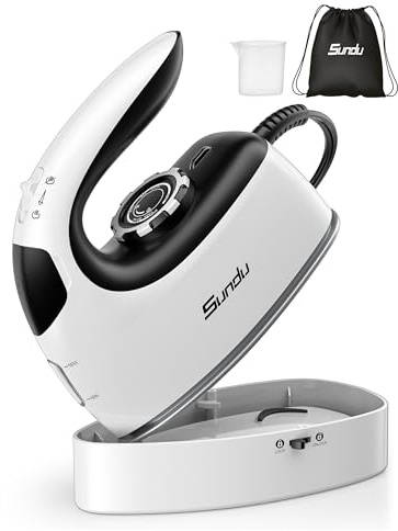 Sundu Reisebügeleisen, Steamer Dampfglätter, 2 in 1 Dampfbügeleisen Reise,5 Bügelmodi für Verschiedene Stoffe, Dampfleistung bis zu 30 g/min, Arretierbarer Sockel, Intelligente Temperaturregelung Iron
