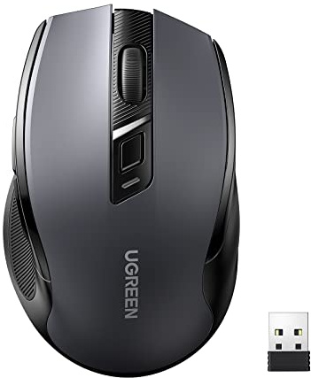 UGREEN 2.4G Maus kabellos mit 4000 DPI, Ergonomisches Design, Wireless Mouse mit USB Empfänger, 18 Monate Akkulaufzeit, funkmaus kompatibel mit Laptop Computer Windows macOS Linux (Schwarz)