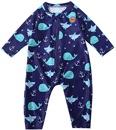Swimbubs Baby UV Badeanzug Jungen Sunsuit Bademode Mädchen Sonnenschutz Rash Guard Weste Kleinkind UPF50 Neoprenanzug (6-12 Monate, Blauwal)