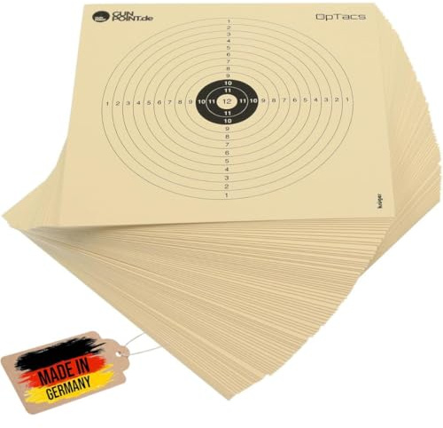 250 Luftgewehrscheiben 14x14 cm aus Spezialkarton – Zielscheiben für Luftgewehr und Luftpistole – 12-Kreis-Scheiben für Training & Wettkampf – präzise Treffer – passend für Kugelfang