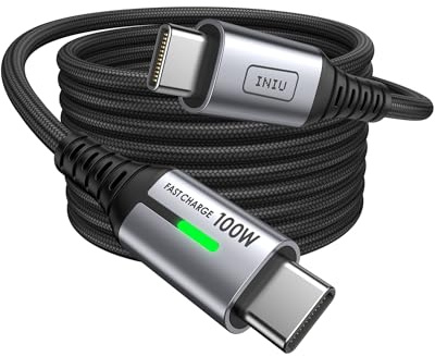 INIU USB C Kabel, 100W [2m] PD3.0 Schnellladekabel USB C auf USBC, Nylon Geflochten Ladekabel USB-C Ladegerät für iPhone 17 16 15 Pro Max Samsung Galaxy S25 S24 S23 Pixel 9 iPad Air Pro MacBook usw.