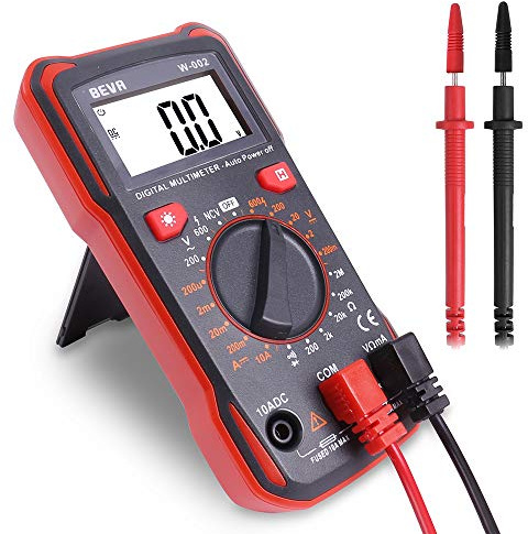 BEVA Digital Multimeter Voltmeter Strommessgerät | Viele Messbereiche, AC/DC Voltage, AC/DC Current, Widerstand, Diode und Durchgangsprüfung, Großes LCD Anzeige
