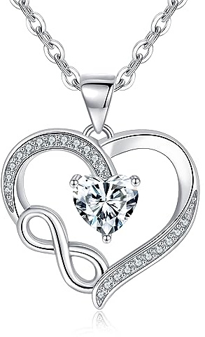 Tusuzik Halskette Damen Silber 925 Herzkette Muttertagsgeschenk Halsketten mit Unendlichkeitszeichen Schmuck Kleine Geschenke für Frauen Geschenk Freundin