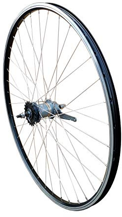 28 Zoll Hinterrad mit 3-Gang Nabe, Rücktrittbremse, Alu-Hohlkammerfelge, NIRO-Speichen, schwarz-Silber (nur Hinterrad)