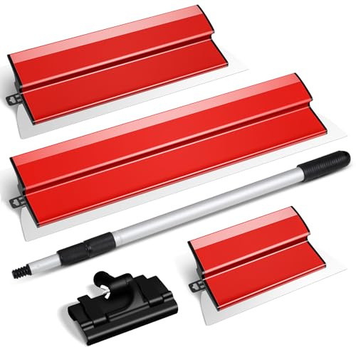 suokoun Flächenspachtel Set, Spachtel Werkzeug (250mm, 400mm, 600mm) und 0.7 m bis 1.58 m Teleskopstange mit Adapter, Multifunktionales Glättungsspatel-Kit für professionelle Anwendungen