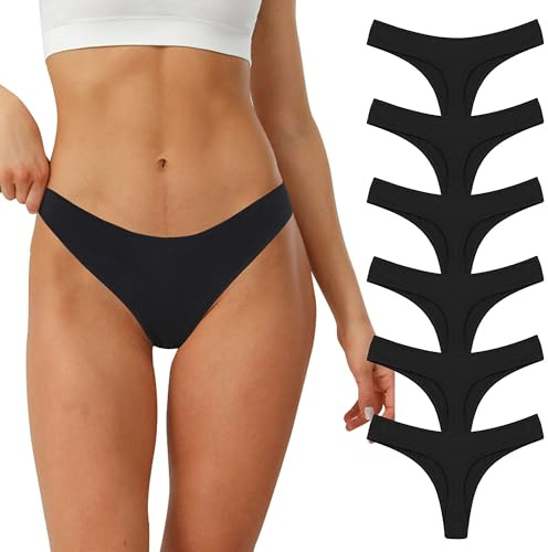 Lakpoau String Tanga Damen Baumwolle String Damen Tangas Unterwäsche Frauen Strings Set Unterhosen Sexy Slips Panty Thong Underwear Women Panties 6er-Pack S-XL