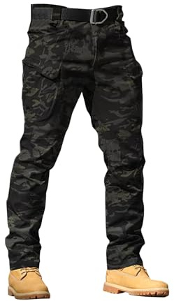 SAUTRV Wasserdichte Cargo-Arbeitshose für Herren, Outdoor-Wanderhose | Herren-Cargohose, Militär-Jogginghose, Arbeitshose, Wandern, Militär, Camouflage, Outdoor, taktische Hose mit