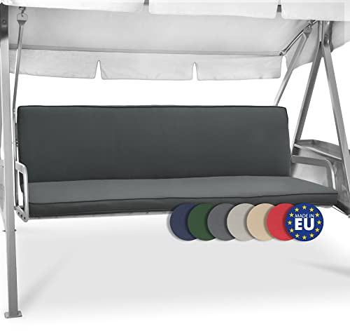 Beautissu Hollywoodschaukel 3 Sitzer Polsterauflagen 2er Set Sitzkissen & Rückenkissen 180x50cm – Waschbare Outdoor Auflage für Hollywoodschaukel Sitzpolster Anthrazit mit Reißverschluss – Loft HS