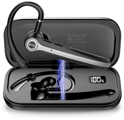 Bluetooth Headset V5.4 Wireless Freisprech Telefon mit CVC 8.0 und ENC Dual Mikrofon, Bluetooth Ohrhörer kabellos mit 25h Sprechzeit, 120h Standby Headset Handy für Autofahren Büro Business, Schwarz