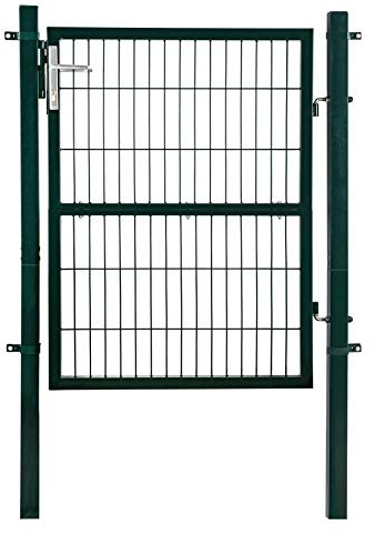 ESTEXO Gartentür Gartentor Zauntür Hoftür Gartenpforte Hoftor Gartenzaun Tor inkl. Pfosten, Schloss, Türklinke und Schlüssel (RAL 6005 Grün / 1,20 m)