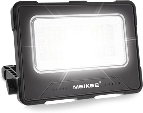 MEIKEE 80W LED Baustrahler 12000mAh LED Arbeitsleuchte Akku Strahler | 4 Lichtmodi Campinglampe Tragbar 5 Dimmstufen Solar USB-Aufladung Akku Lampe für Camping, Garage, Bau, Reparatur, Notfall