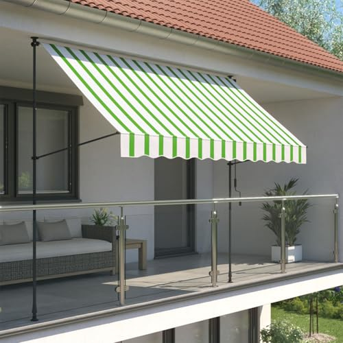 empasa Klemmmarkise 'ILANGA' Balkon Markise Klemm-Markise | UV-beständig und höhenverstellbar, Farbe:grün/weiß, Größe:150 x 120 cm