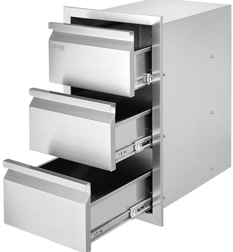 VEVOR 50 x 67cm Kamintür Dreistufig Edelstahl BBQ Tür Vertikal BBQ Island Tür