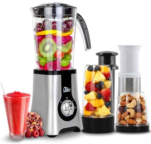 Uten Standmixer Mixer Smoothie Maker Multifunktion Standmixer Entsafte Fleisch Ice Crusher mit Flasche Mixer Küche 5 in 1 (380W,22000U/Min)