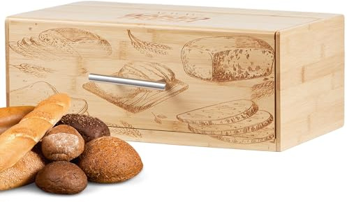 ecosa Brotbox aus nachhaltigem Bambus Brotkasten Brotaufbewahrung Brotkiste Aufbewahrungsbox Brotkorb Brot Box Vorratsdose für Brot