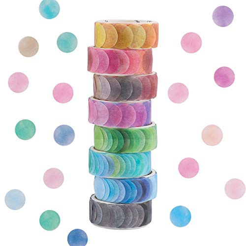 Washi Tape, 8 Rolls Dot Washi Tapes, Sticker, 800 Stück, gepunktet, 14 mm breit, dekorative Bänder zum Basteln, Scrapbooking, selbstklebend, Dekoration (8 Farben)