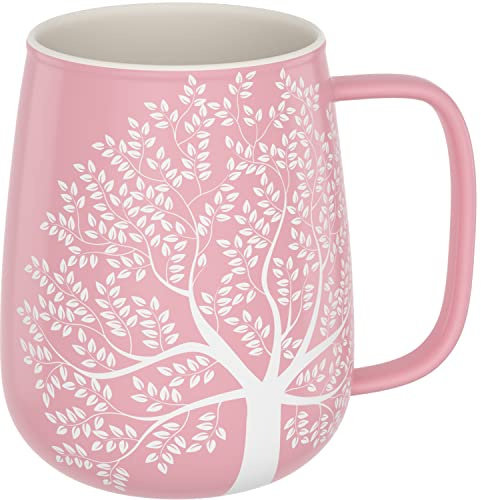 amapodo Jumbotasse - Große Tasse 600ml - XXL Tasse Groß - Grosse Kaffeetasse - Bürotasse - Kaffeepott - Geburtstag Geschenk für Frauen - Kaffeebecher Porzellan - Keramik Tasse groß - Rosa