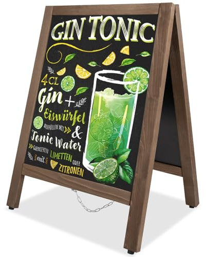 VAIIGO A-Board Kreidetafel, doppelseitig & magnetisch, 65 x 43 cm, mit Rahmen, Sandwichboard für Restaurant, Geschäft & Hochzeit, Braun