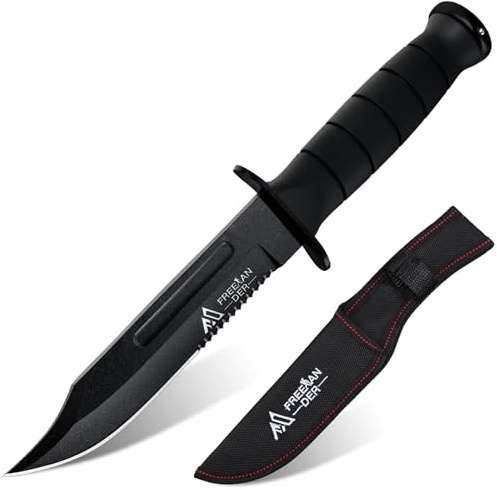 Freelander Outdoor Survival Messer aus 5Cr13 Stahl, Feststehende Camping Messer, Geschenke für Männer
