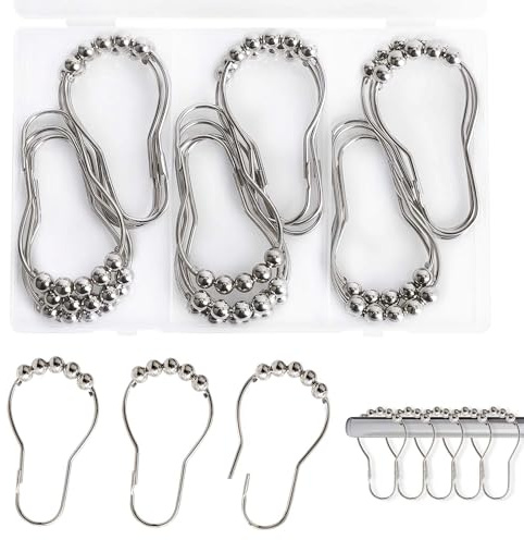 DesertBoy 20 Stück Duschvorhangringe, Duschvorhang Haken, Vorhangringe, Ringe für Duschvorhang, Duschvorhang Ringe für Badezimmer, Wohnzimmer, Schlafzimmer, Küche (Silber)
