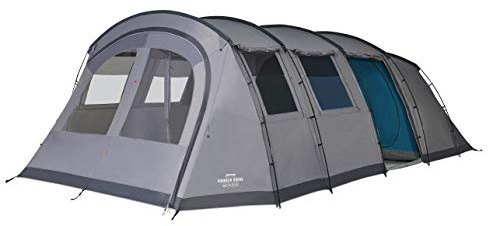 Vango Purbeck 600XL Familienzelt [Amazon Exclusive], großes 6-Personen-Zelt mit 3 Zimmern, geschlossener Vorraum, doppelter Wohnbereich, Klimafenster - Vivid Grey