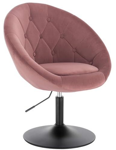 WOLTU Schminktisch Stuhl, Loungesessel 360° drehbar höhenverstellbar mit Armlehne Rückenlehne, Schminkstuhl für Schlafzimmer & Wohnzimmer, Hocker aus Samt, Rosa
