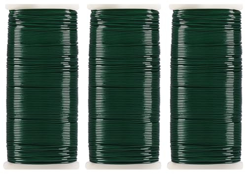 Tenn Well 90M Grün Blumendraht, 3er Bindedraht Set 0.7mm Wickeldraht Basteldraht für die Herstellung von Blumen und Pflanzen, Rosen, Basteln