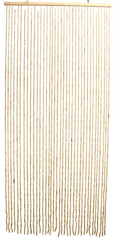 FRANK FLECHTWAREN Fadenvorhang Bambus, Vorhang, Türvorhang, Bambusvorhang Tropical, Raumtrenner, Naturfarbe, 200 cm x 90 cm