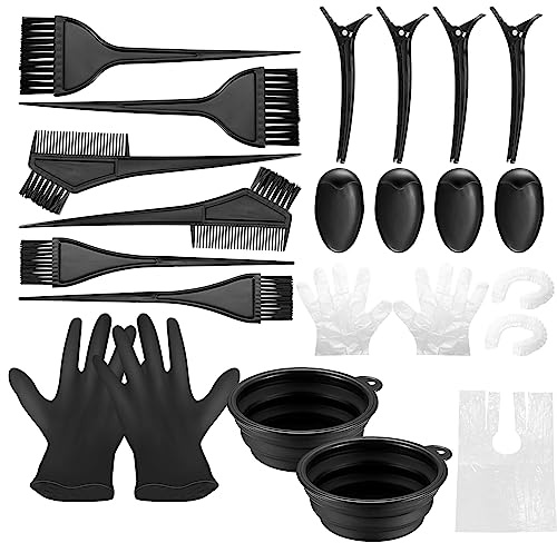 VARHHUXHA 22 Stk Haarfärbepinsel Set, Haarfärbeset, Haare Färben Zubehör | einschließlich Färbepinsel, Haartönungsschale, Handschuhe, Ohrabdeckung, Bürstenkamm, für DIY-Salon