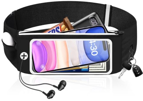 HAISSKY Laufgürtel für Handy,Touchscreen Wasserdichter Lauftasche bis 7,0 | Running Belt Joggen zubehör für Laufen,Sport,Fitness Sportgürtel mit Schlüsselhaken& Abnehmbarer Klettverschluss,Hüfttasche