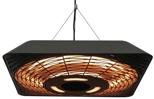 Outsunny Infrarotstrahler 2000 Watt Heizstrahler mit Fernbedienung 3 Heizstufen Schutzhülle LED-Anzeige IP45 Wärmestrahler Terrassenstrahler Standheizer Infrarotheizung Schwarz