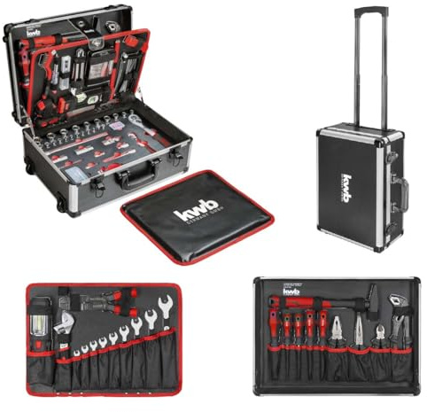 kwb Werkzeugkoffer mit Trolley-Funktion, 175-teilig, gefüllt, Werkzeug im stabilem Aluminiumkoffer, Werkzeugset groß, für Heimwerker, DIYer und Handwerks-Meister, abschließbar inkl. 2 Schlüsseln
