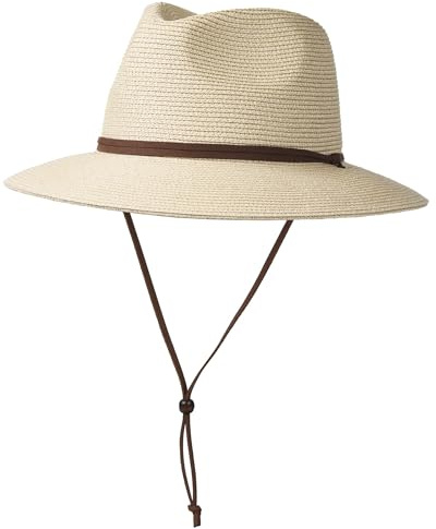 FURTALK Unisex Panamahut Breite Krempe Sommerhut UV-Schutz Sonnenhut mit Kinnriemen Strandhut für Herren und Damen Verstellbare Strohhut