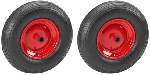 Metafranc Luftrad Ø 400 mm - Stahl-Felge - Typ 4.80/4.00-8 - 250 kg Tragkraft - Gleitlager/Komplettrad mit Felge/Schubkarrenrad/Schubkarrenreifen/Ersatzrad / 810150 (Packung mit 2)
