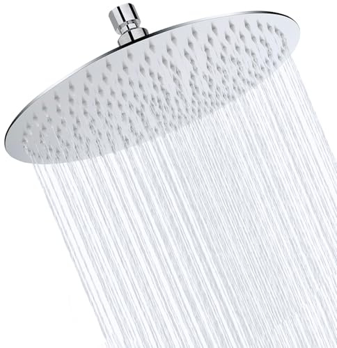 Duschkopf Regendusche 12 Zoll, Rundes Regenduschkopf Ø30cm aus Edelstahl, Selbstreinigende Regendusche Brausekopf Rund, Chrom