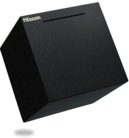 Hicocool Spardose Edelstahl Safe für Erwachsene, Schwarz, 19cm | Sparbüchsen für Erwachsene, Einsparungen, Echte Spardose