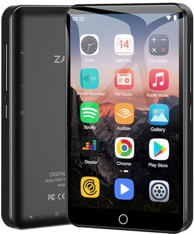ZAQE 80GB MP3 Player mit Bluetooth und WiFi, 4.0 Zoll Touchscreen MP3 MP4 Player, Portable Android MP3-Player mit Spotify, Audible, Amazon Music, Deezer, HiFi Musik Player mit Lautsprecher (schwarz 2)