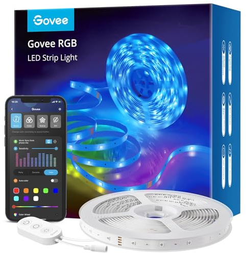 Govee WiFi LED Strip 5m, Smart RGB LED Streifen, App-steuerung, Musik Sync, Funktioniert mit Alexa und Google Assistant, Farbwechsel DIY Deko für Schlafzimmer Wohnzimmer