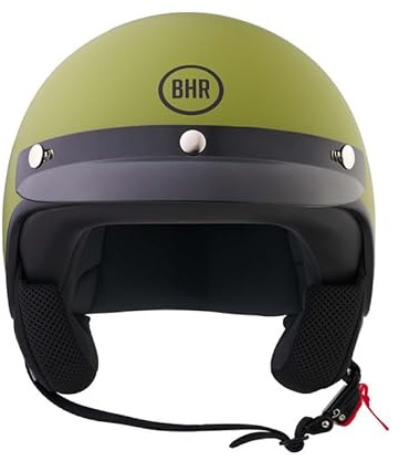 BHR Helm Demi-Jet 839 - Helm Scooter ECE 22.06 Zulassung mit Front- und Micrometrischer Auslösung - Matt Grün XS