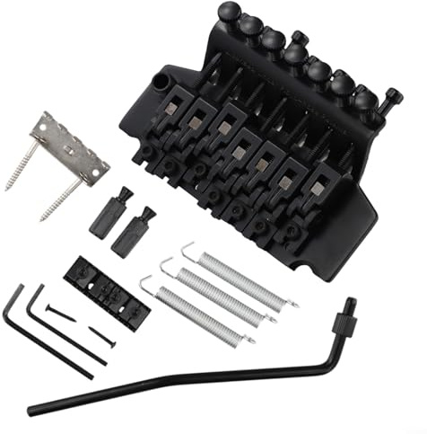 7 Saiten für E-Gitarre Tremolo Bridge mit Double Lock System, Vibrato Pull Plate, Sattelsaitenbrücke, Metallbau, kompatibel mit Standard-Halterungsgröße (Schwarz)