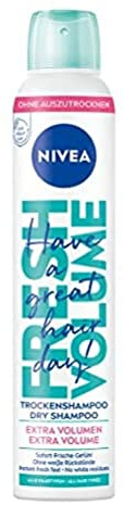 NIVEA Trockenshampoo Fresh Volume (200 ml), extra mildes Trockenshampoo Spray mit angenehmem Duft, Trockenhaarshampoo für extra Volumen & sofortige Frische