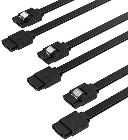 SABRENT SATA III Kabel (3 Stück), HDD SDD Datenkabel 6Gbps 51cm, mit Metall Clip Verriegelungsriegel (CB-SFK3)