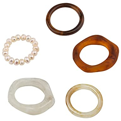 XINGNIAO Harz Chunky Ringe Acrylharz Ringe Breite Dicke Kuppel Knuckle Finger Stapelbare Gelenkring Retro Acryl Transparent Vintage Kunststoff Harz Ring Sets