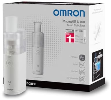 OMRON MicroAir U100 Tragbares Inhalationsgerät, kompakt und leise | Membran Inhaliergerät für Kinder und Erwachsene, effektive Behandlung von Atemwegserkrankungen zu Hause oder unterwegs