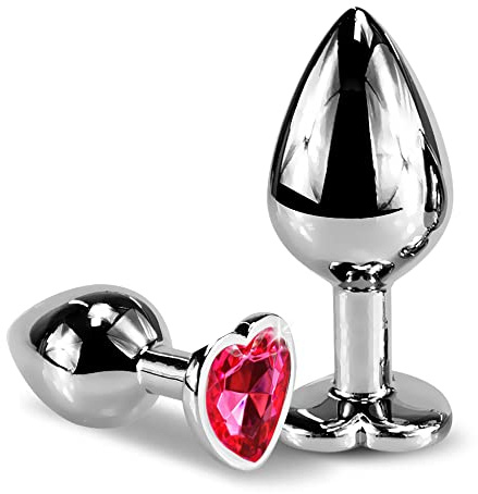 Klein Groß 2*Anal Buttplug (Ø 27 mm, Ø 35 mm) Sex Spielzeug für Die Frau Männer, Metall Analplug mit Kristall Plug Anfänger Frau Set… (Pink)